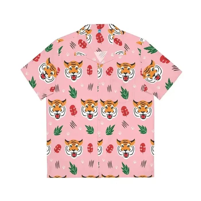 Chemises graphiques de tigre de plage hawaïenne pour hommes