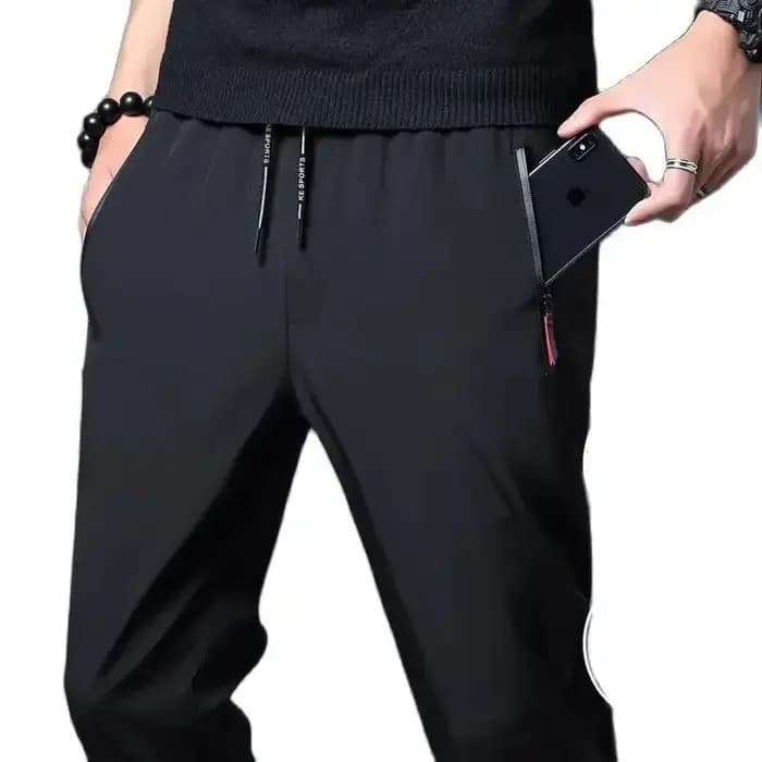 Pantalon décontracté homme Stretch coupe ajustée taille élastique survêtement coréen classique bleu noir gris