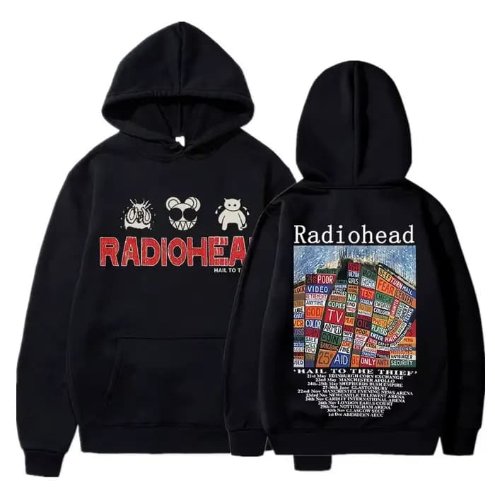 Radiohead-Sweat à capuche imprimé vintage pour hommes et femmes, pull Hip Hop, groupe de rock, Hail