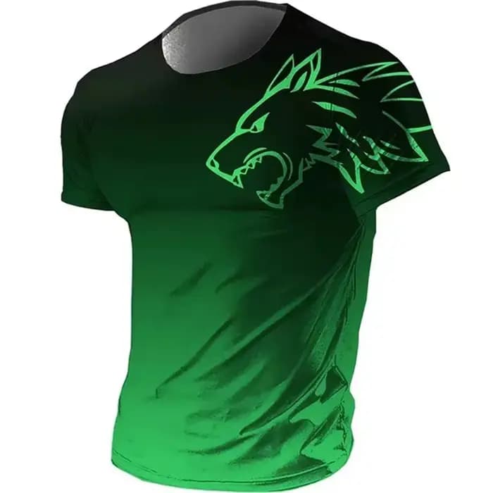 T-shirts pour Hommes Sportswear Fitness Été 2026 Vintage T-shirt Homme Imprimé 3D Séchage Rapide Dégradé Motif Animal Loup Manches Courtes