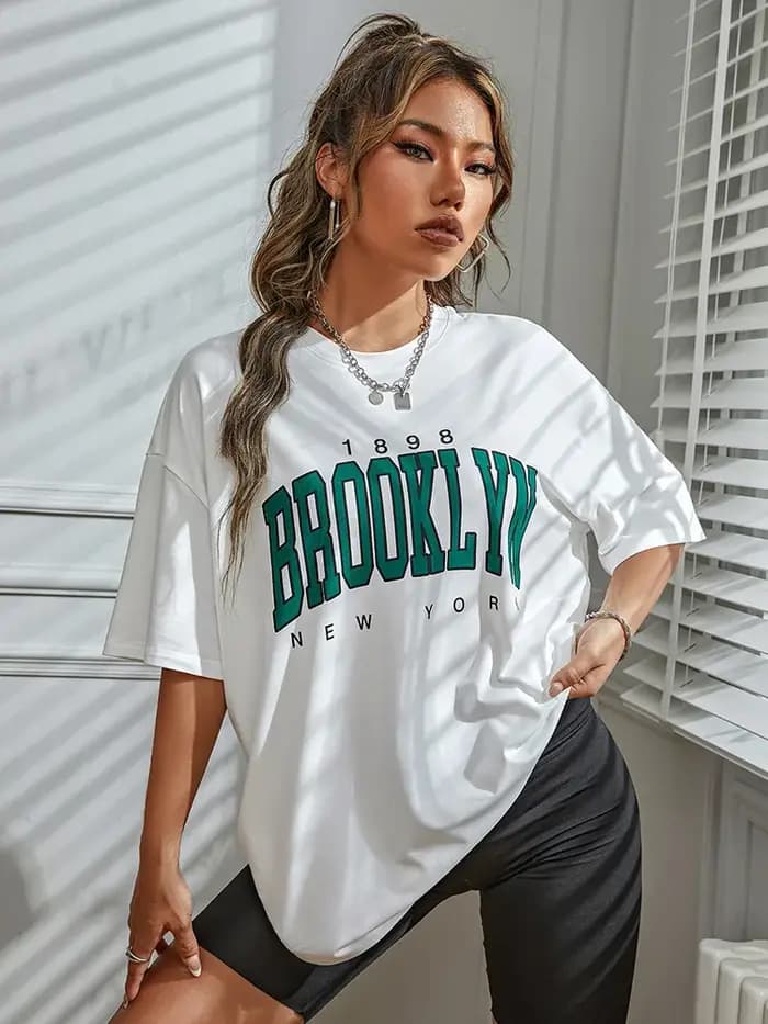 T-shirt imprimé BROOKLYN pour hommes et femmes, mode estivale décontractée, hauts pour femmes de sty