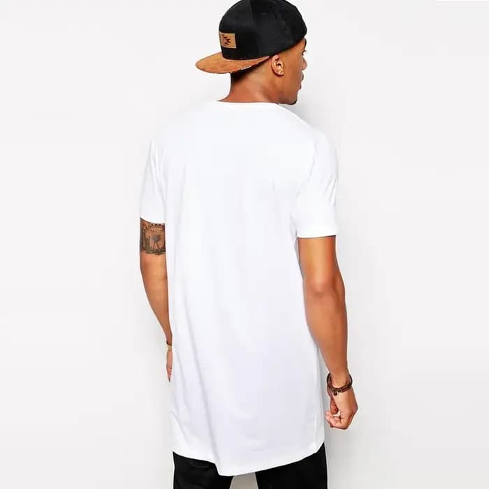 T-shirt blanc long pour homme 2026 – Style Hip Hop Streetwear – Coupe extra longue