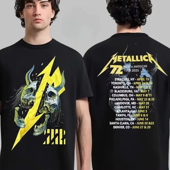 T-Shirt Metallica M72 World Tour 2026, en coton, avec image graphique, pour hommes et femmes, Street