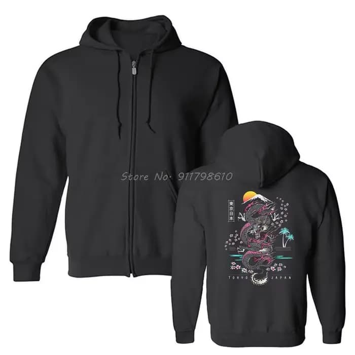 Sweat à capuche Tokyo japon Dragon fleurs de cerisier Culture japonaise hommes