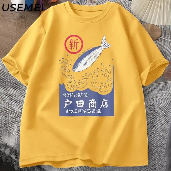 Vintage japonais graphique T-Shirt poisson fruits de mer