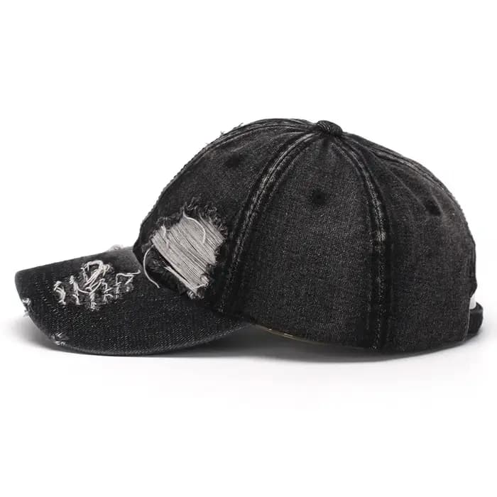 Casquette de baseball en jean délavé et déchiré style rétro, casquette souple à visière courbée effet usé, chapeau de soleil avec protection UV