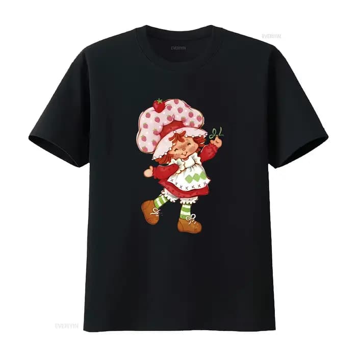 Fraise poupée raccourci mignon nostalgique années 2000 Y2k 2003 à la mode coton lourd t-shirt vintag