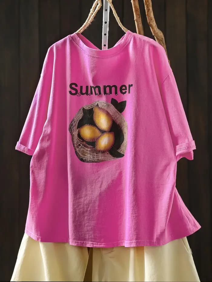 T-shirt à manches courtes, Nouvelle Collection 2026, Vêtements pour femmes, Coupe ample amincissante