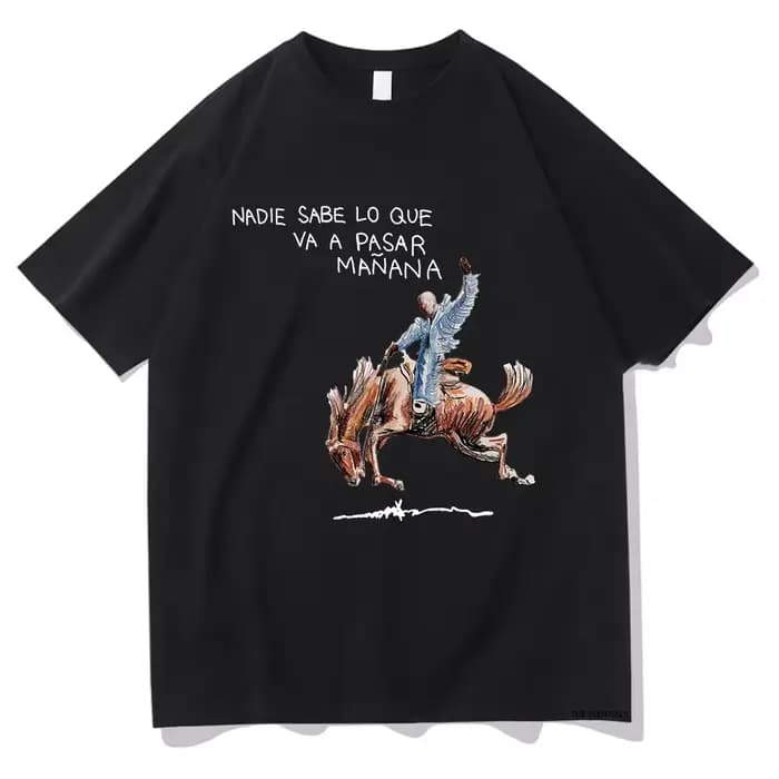 T-shirt unisexe Bad Bunny Nadie Sabe, T-shirt esthétique, Économie en coton drôles, Vintage Un Previ