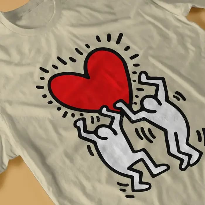 Haring-T-shirt à col rond pour hommes