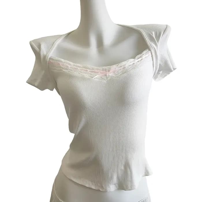 T-Shirt Blanc pour Fille Douce