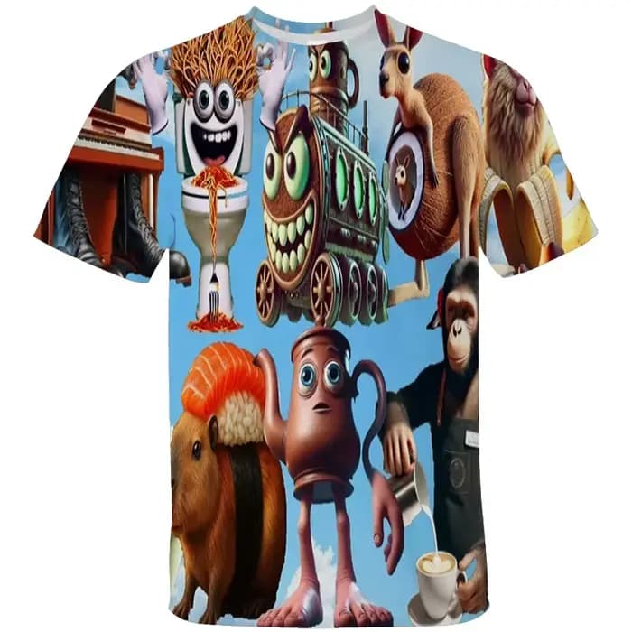 Nouveau Brr Brr Patapim T-shirt drôle italien Brainrot Meme graphique