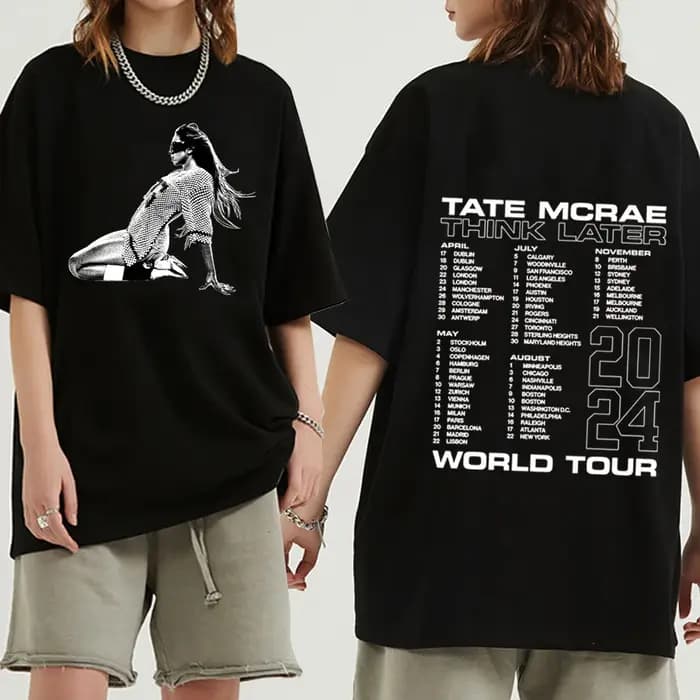 Tate McRae-T-shirt à manches courtes et col rond