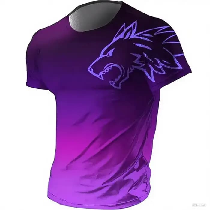 T-shirts pour Hommes Sportswear Fitness Été 2026 Vintage T-shirt Homme Imprimé 3D Séchage Rapide Dégradé Motif Animal Loup Manches Courtes