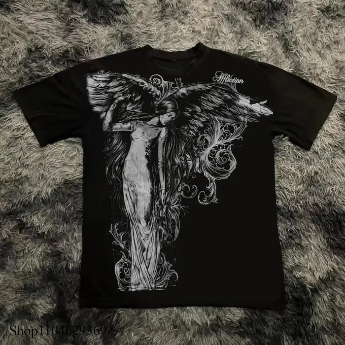 Classique Y2K Style gothique T-shirt imprimé surdimensionné