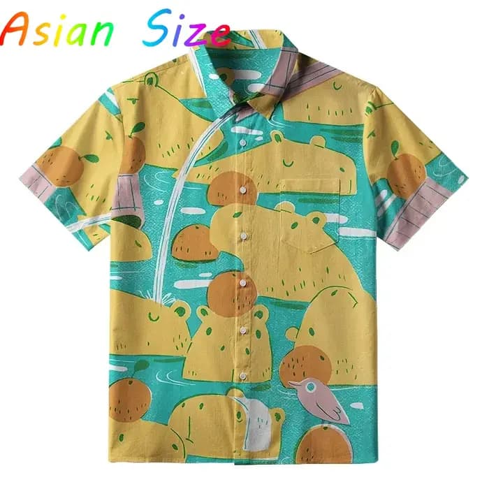 2025 nouvelles chemise hawaïenne Anime Capybara pour hommes drôle Capybaras impression 3D revers simple bouton plage Hawaii chemises unisexe Y2k Camisa