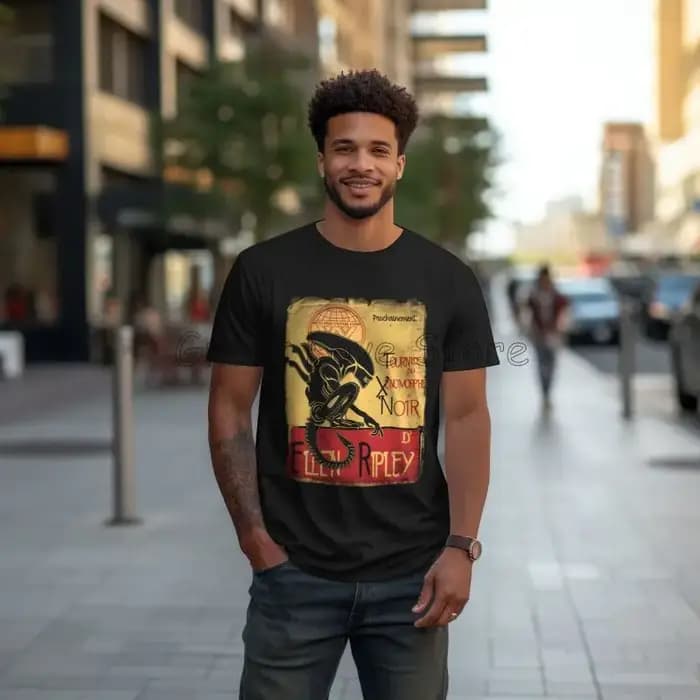 Tournee Du Xenomorphe Noir Essentiel Unique T-shirt Alien Ellen Ripley Design T-shirts Hommes Coton
