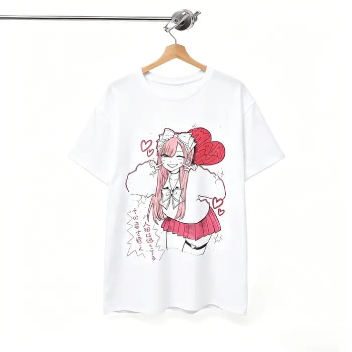 T-shirt unisexe en coton décontracté surdimensionné à col rond My Dress-Up Darling Marin Kitagawa Anime Kawaii Streetwear
