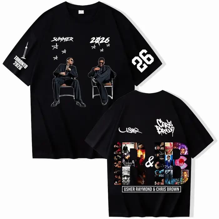 T-shirt de la tournée 2026 Chris Brown et Usher pour homme et femme, chemise décontractée à manches