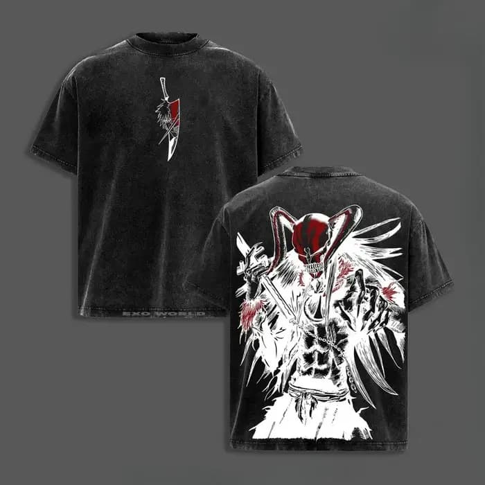 Kurosaki Ichigo BLEAC T-shirt vintage délavé surdimensionné pour hommes