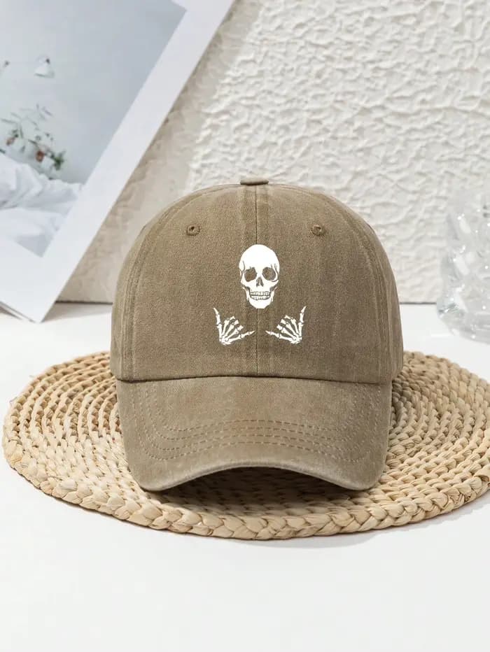 Casquette de baseball à imprimé tête de mort pour hommes et femmes