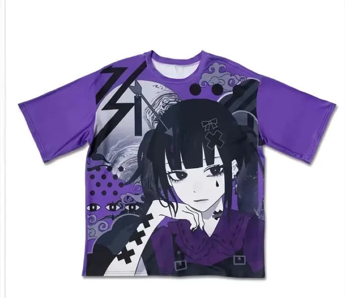 T-shirt Anime violet pour filles et enfants