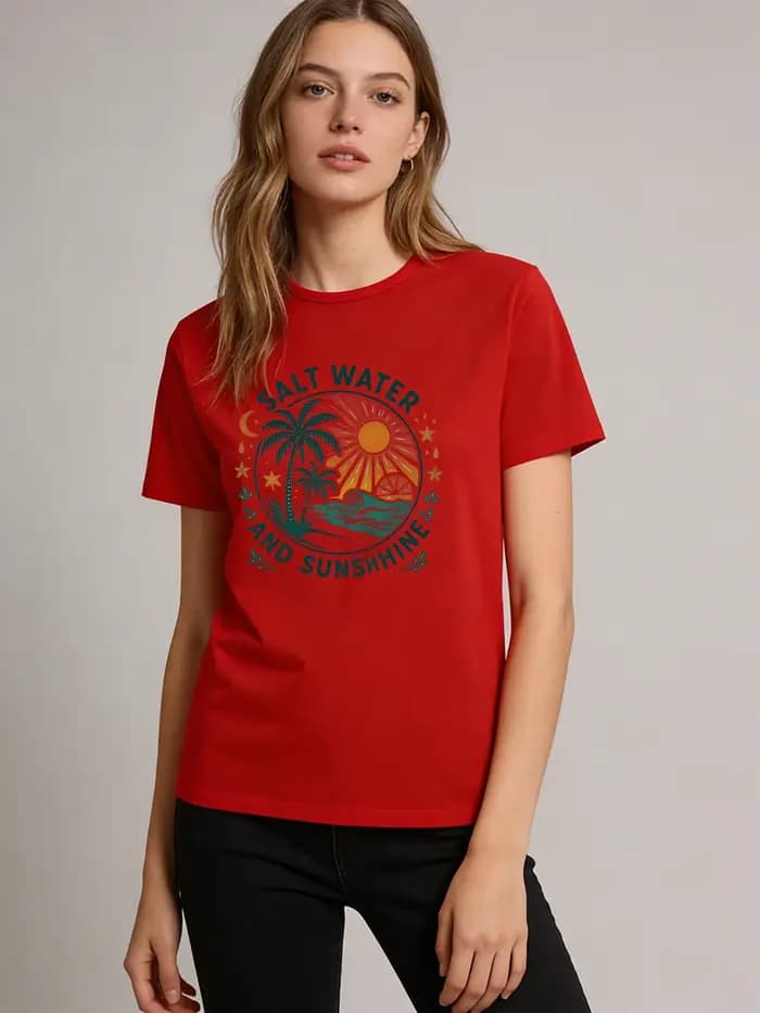 T-shirt pour femme avec motif « Salt Water and Sunshine »