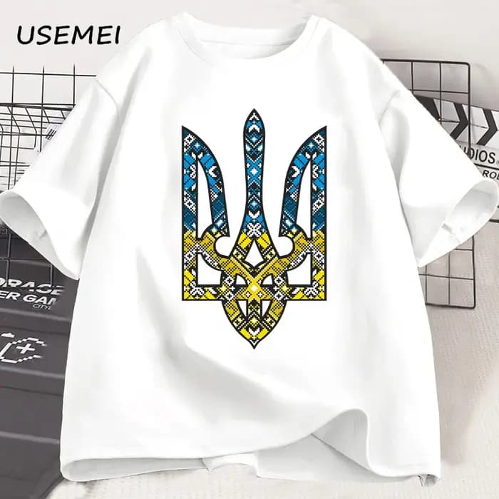 Ukraine emblème imprimé T-shirt hommes femmes col rond décontracté hauts t-shirts ukrainien Trident cadeau