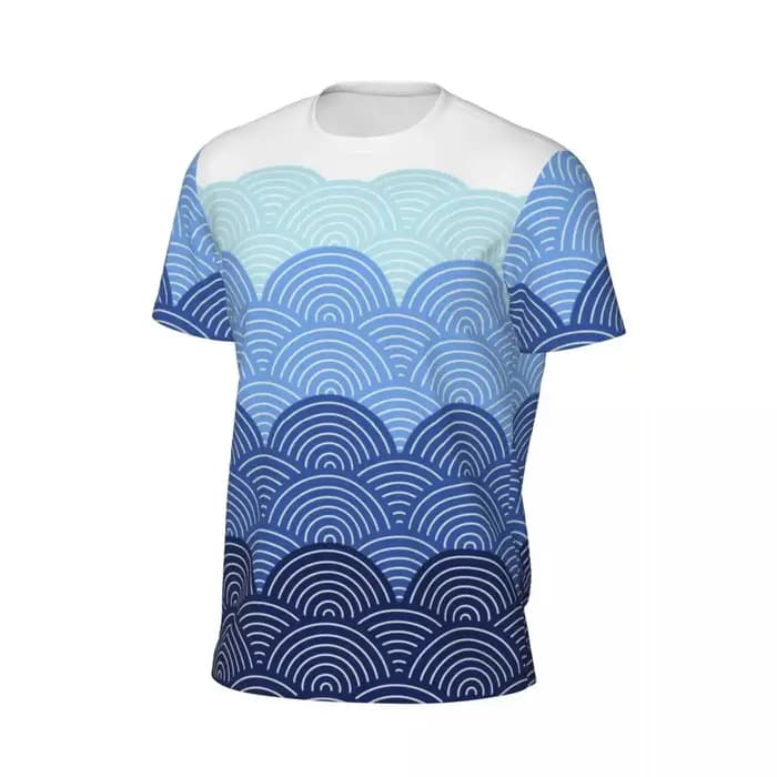 T-Shirt de sport pour hommes japonais Seigaiha imprimé T-Shirts Hippie vagues bleues plage