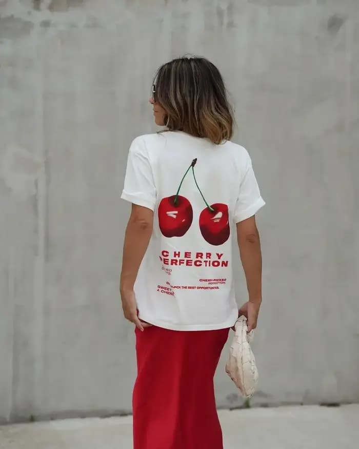 T-shirts graphiques cerise Harajuku d'été