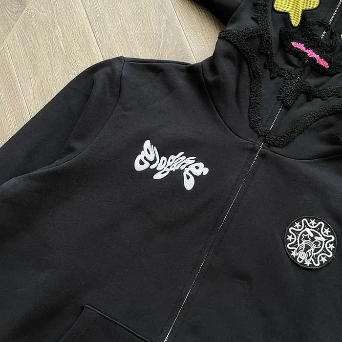 Sweat à capuche zippé gris ou noir Glo Gang