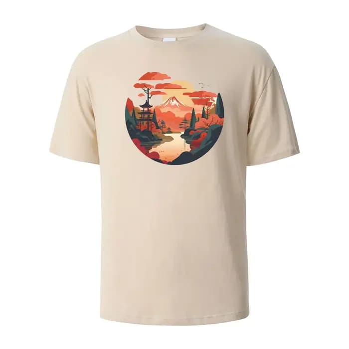T-Shirt Imprimé Mont Fuji pour Homme et Femme