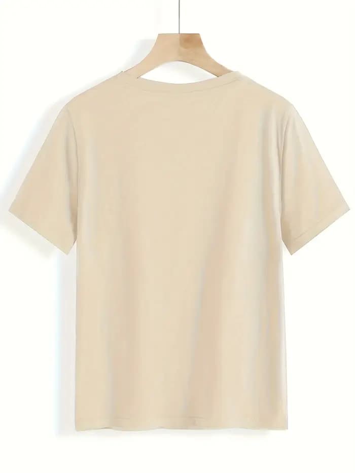 T-shirt pour femme à col rond avec imprimé de cinq petits arbres