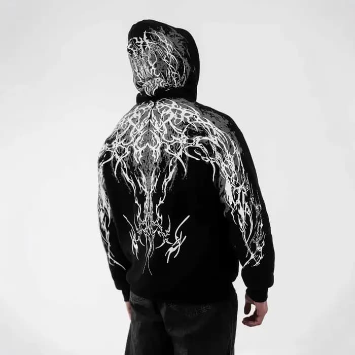 Sweat à capuche unisexe, style streetwear sombre, imprimé graphique épée magique lumineuse, coupe am