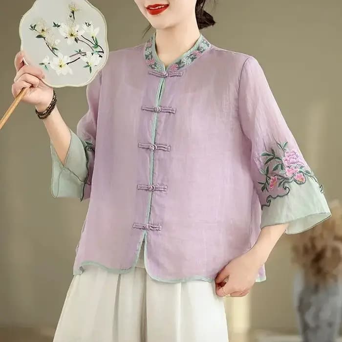 Brodé Vintage T-Shirts haut pour femme t-shirt d'été