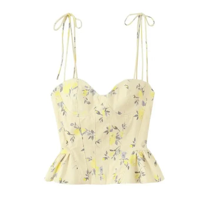 Débardeur court à imprimé floral doux style américain