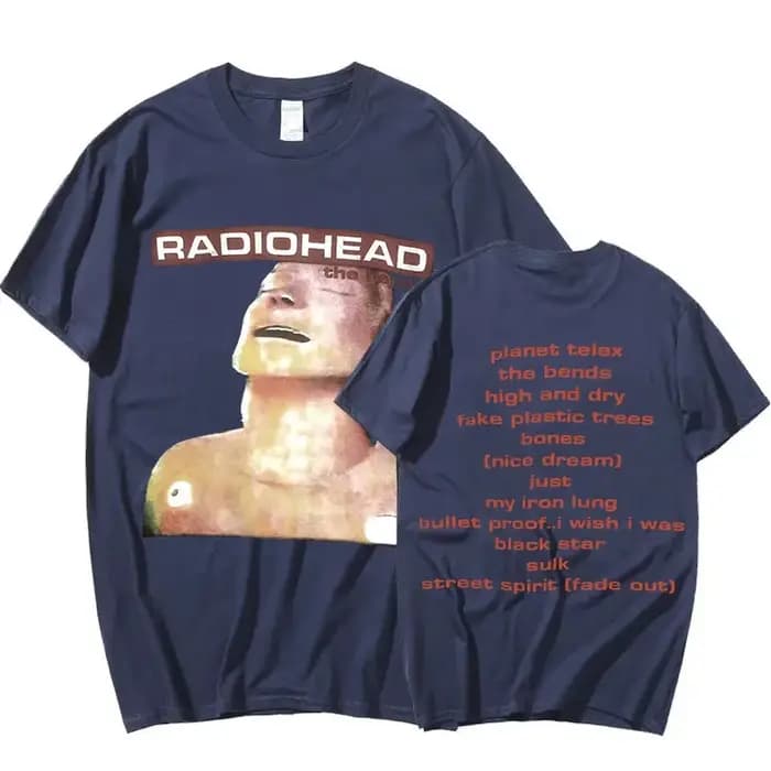 Vintage groupe de Rock Radiohead t-shirt hommes 100% coton T-shirts Hip Hop les courbes Album de musique impression