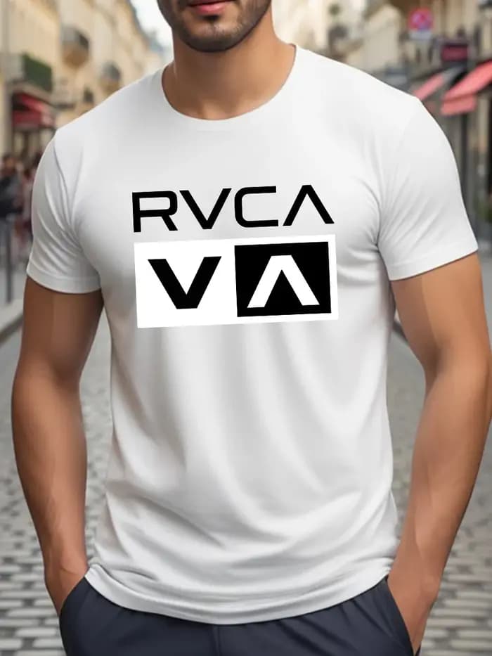 T-shirt blanc à manches courtes et col rond avec imprimé graphique noir