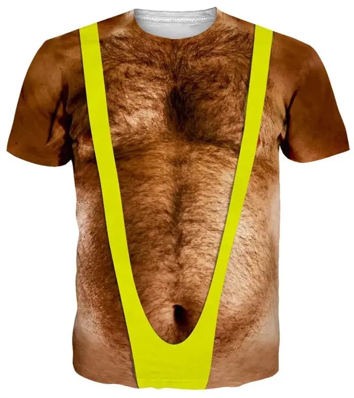 T-shirt graphique drôle pour homme avec poitrine poilue