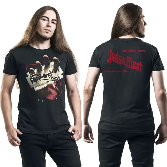 T-shirt en coton avec image graphique Fit Judas Priest, unisexe, manches courtes, marque de mode, te