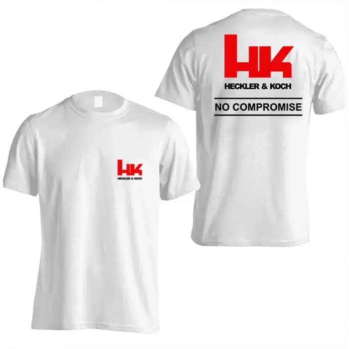 HK Logo Heckler Koch No Compromise T-shirt d'été en coton à manches courtes pour hommes et femmes