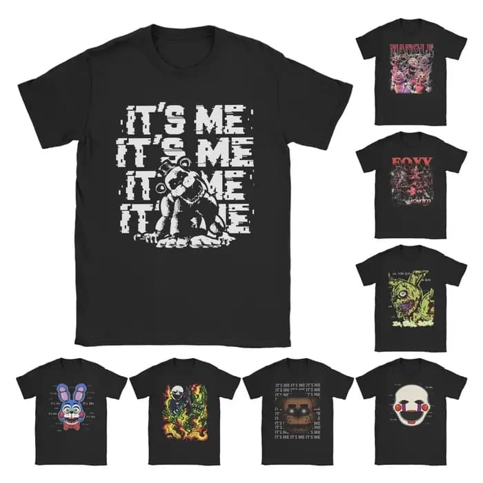 T-shirts pour hommes FNAF At Freddys Vintage 100% coton t-shirt à manches courtes t-shirt col rond hauts grande taille