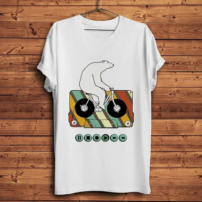 T-shirt vintage années 80 avec motif cassette audio