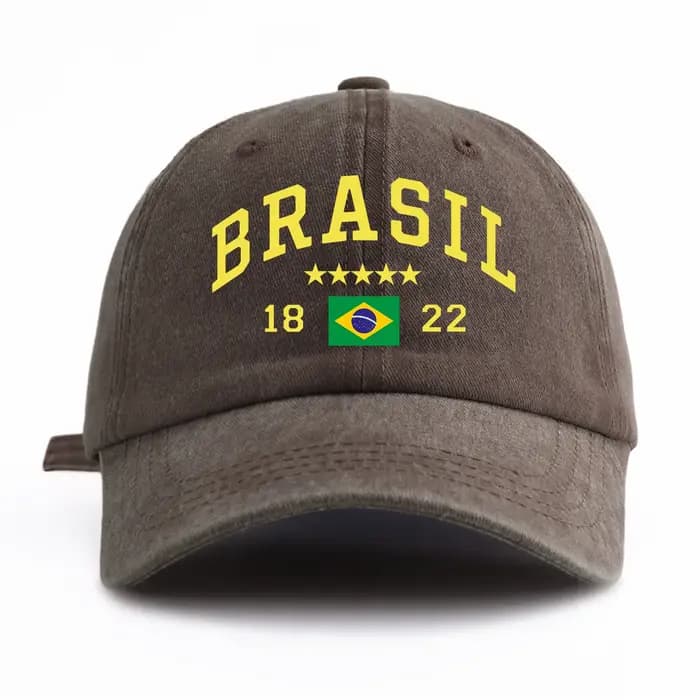 Casquette de Baseball délavée à imprimé BRASIL pour adultes
