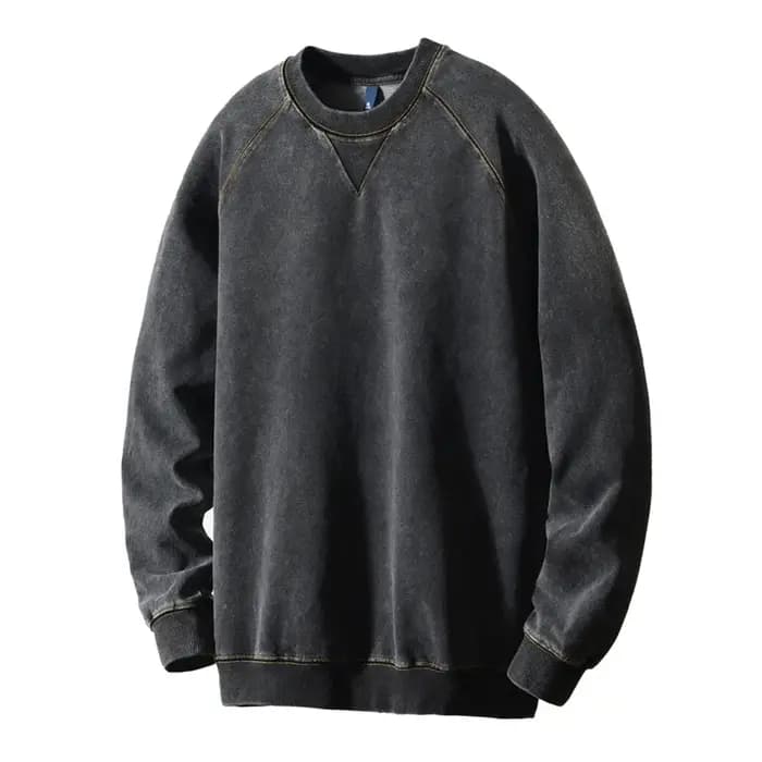 Sweat-shirt à capuche délavé style rétro américain pour homme, coupe décontractée, col rond, style d