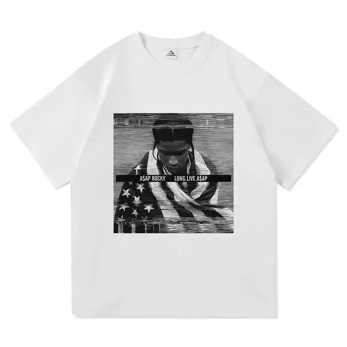 Asap Rocky esthétique quotidien hommes vêtements T-Shirt Homme nouveau à manches courtes col rond impression pull rétro