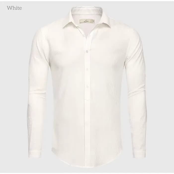Chemise décontractée en coton et lin pour hommes