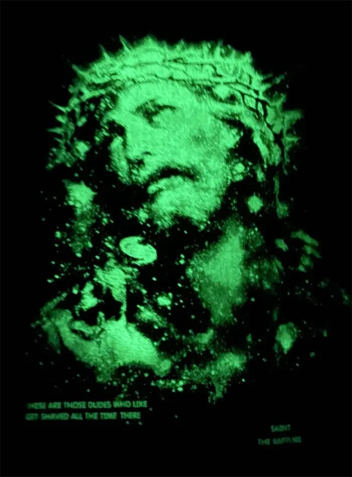 Saint jésus veilleuse Destruction en détresse imprimé à manches courtes T-shirt hommes femmes T petit haut t-shirts