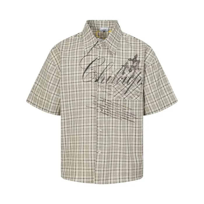 T-shirt à manches courtes pour hommes, imprimé croisé, rétro, High Street, ample, simple boutonnage,