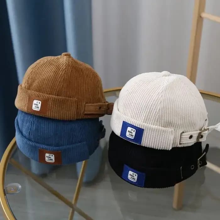 Casquette Docker rétro en velours côtelé sans bords pour hommes et femmes